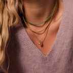 Gemstone Bubble Initial Necklace Silver 18K Gold Plated