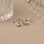 Diamond Bezel Flatback Studs Silver 18K Gold Plated