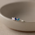 Baguette Cut Birthstone Ring Silver 18K Gold Plated