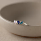 Baguette Cut Birthstone Ring Silver 18K Gold Plated