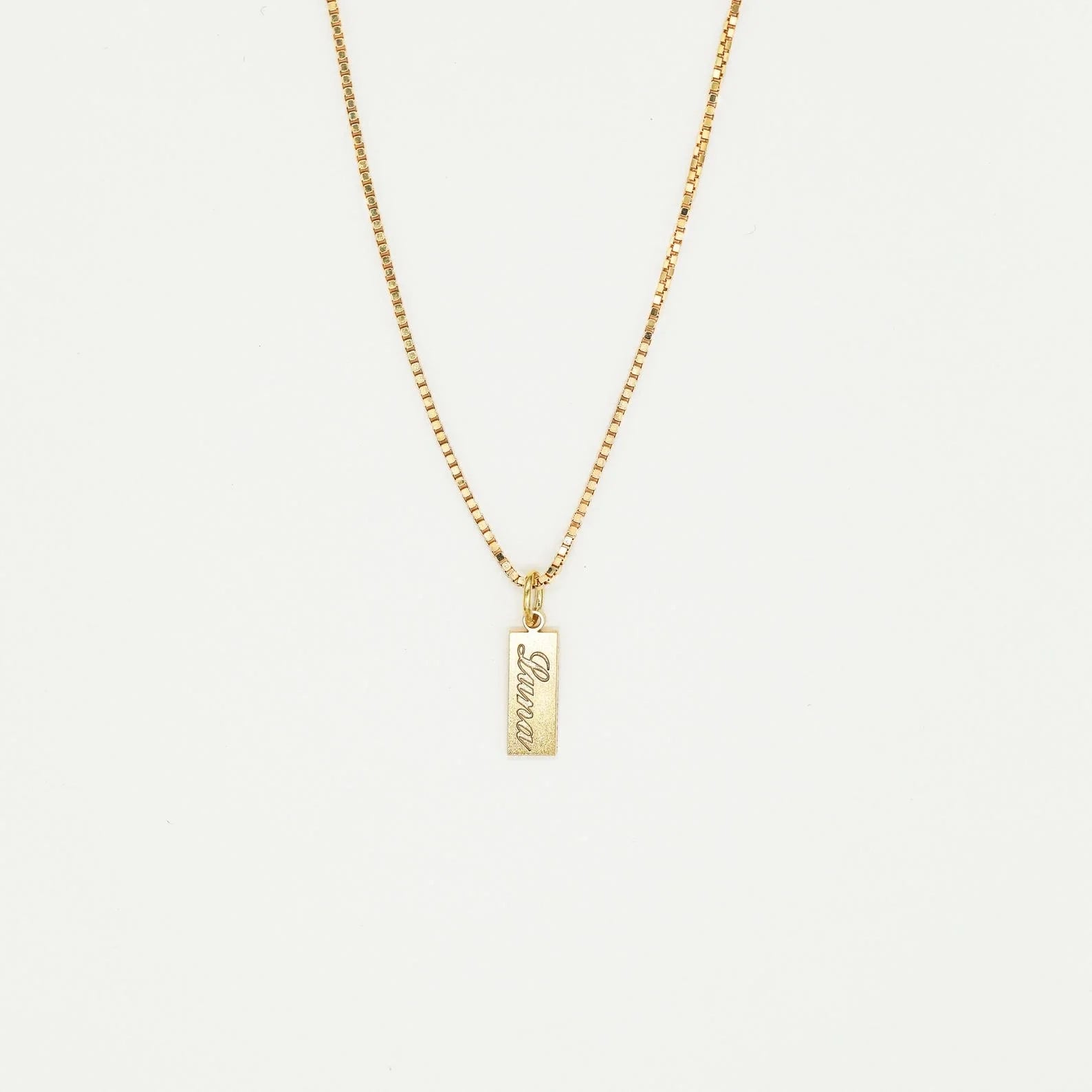 Dainty Tag Name Necklace Silver 18K Gold Plated