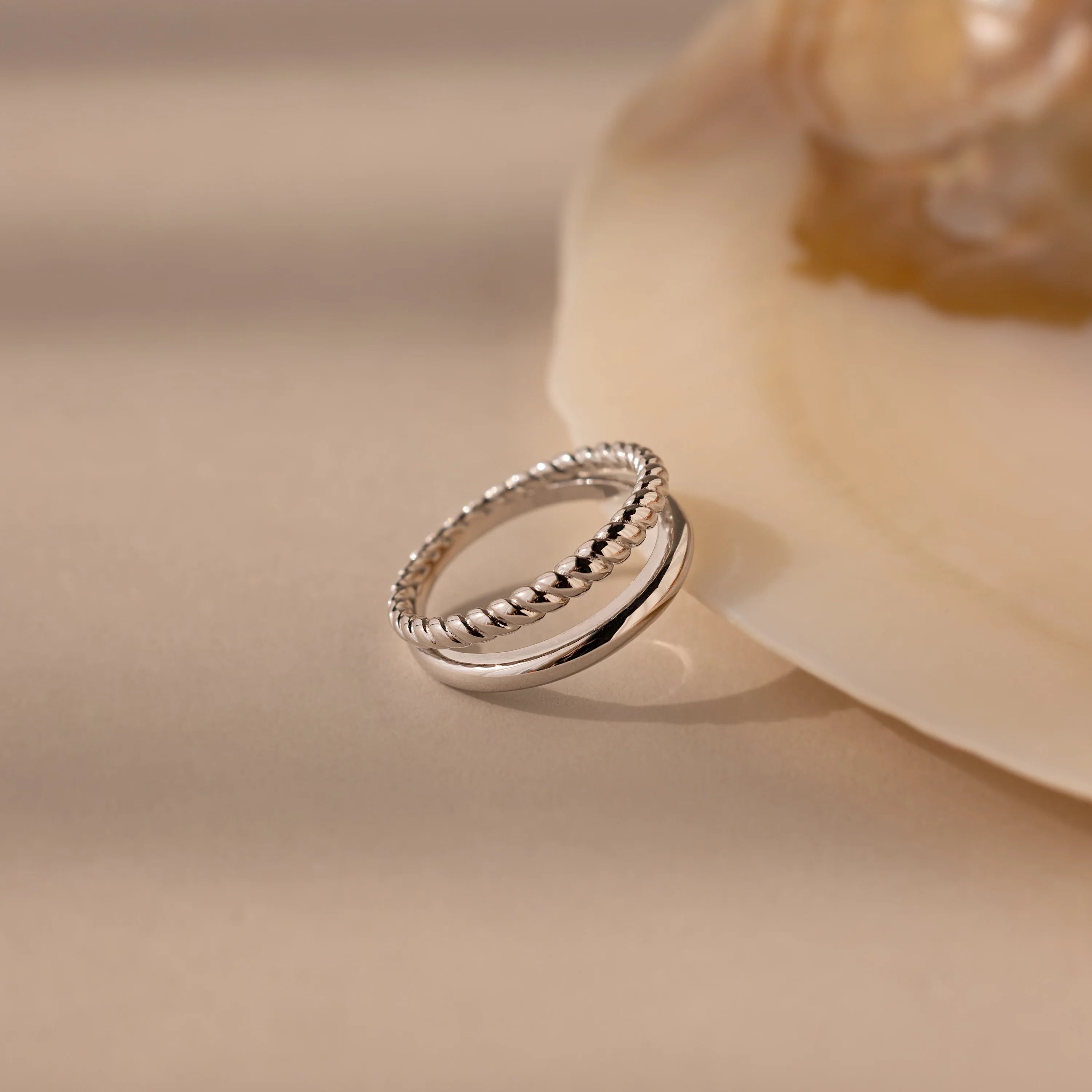 Twisted Band Duo Ring in Silver 18K Gold Plated