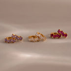 Baguette Cut Topaz Huggies Silver 18K Gold Plated