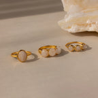 Oval Moonstone Ring Silver 18K Gold Plated