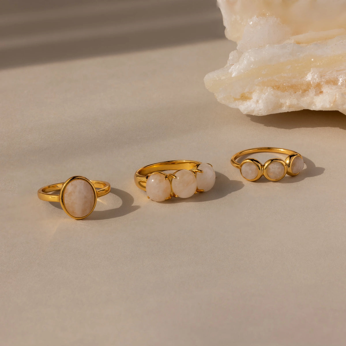 Oval Moonstone Ring Silver 18K Gold Plated