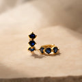 Triple Sapphire Huggies Silver 18K Gold Plated