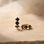 Triple Sapphire Huggies Silver 18K Gold Plated