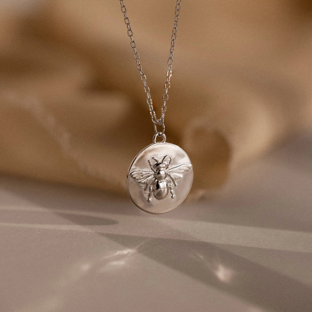 Bee Coin Necklace Silver 18K Gold Plated