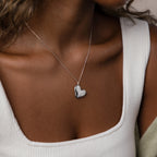 Organic Heart Locket Necklace Silver 18K Gold Plated