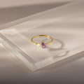 Teardrop Stone Alexandrite & Pearl Ring Silver 18K Gold Plated