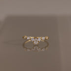 Pear & Marquise Diamond Curve Ring Silver 18K Gold Plated