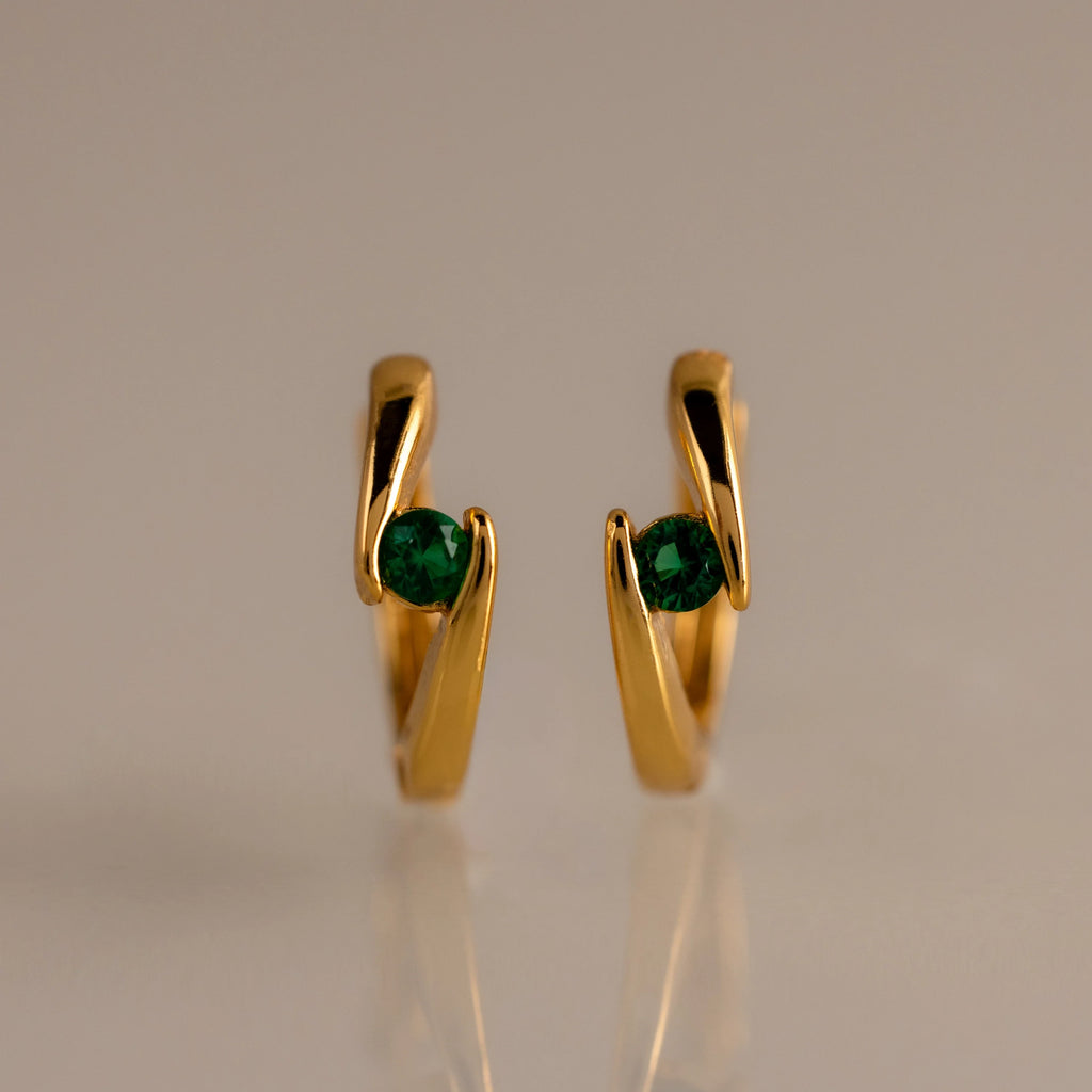 Floating Birthstone Huggies Silver 18K Gold Plated