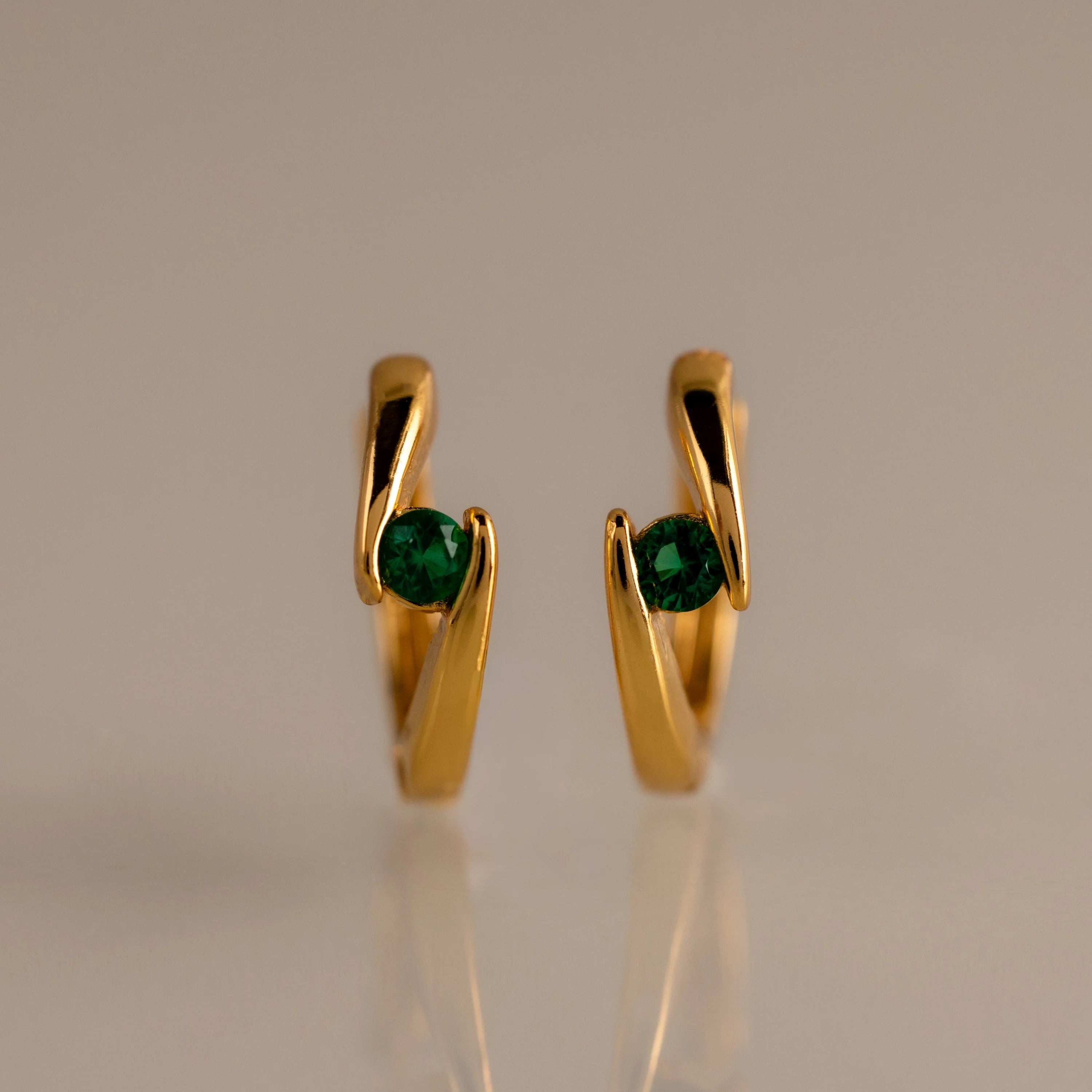 Floating Birthstone Huggies Silver 18K Gold Plated