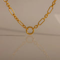 Rolo Circle Figaro Necklace Silver 18K Gold Plated