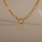 Rolo Circle Figaro Necklace Silver 18K Gold Plated