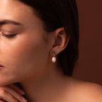 Midnight Pearl Drop Earrings Silver 18K Gold Plated