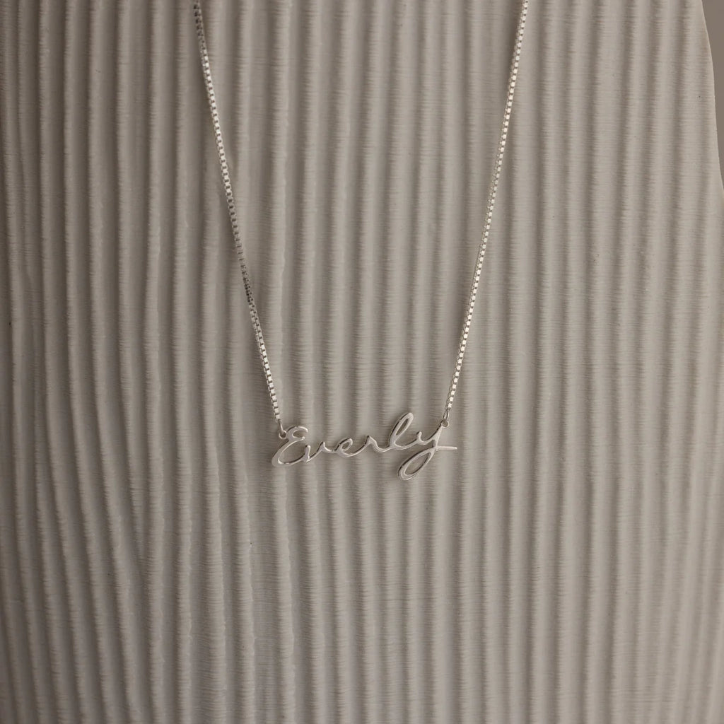 Callie Box Chain Name Necklace Silver 18K Gold Plated