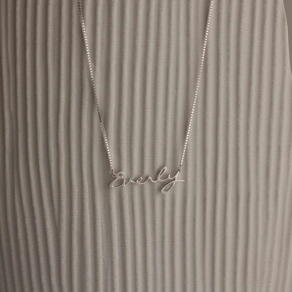 Callie Box Chain Name Necklace Silver 18K Gold Plated