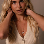 Baroque Pearl Cross Necklace Silver 18K Gold Plated