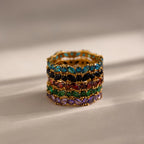 Staggered Marquise Ruby Ring Silver 18K Gold Plated