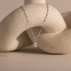 Dainty Pave Letter Necklace Silver 18K Gold Plated