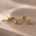 Diamond Starlight Flatback Studs Silver 18K Gold Plated