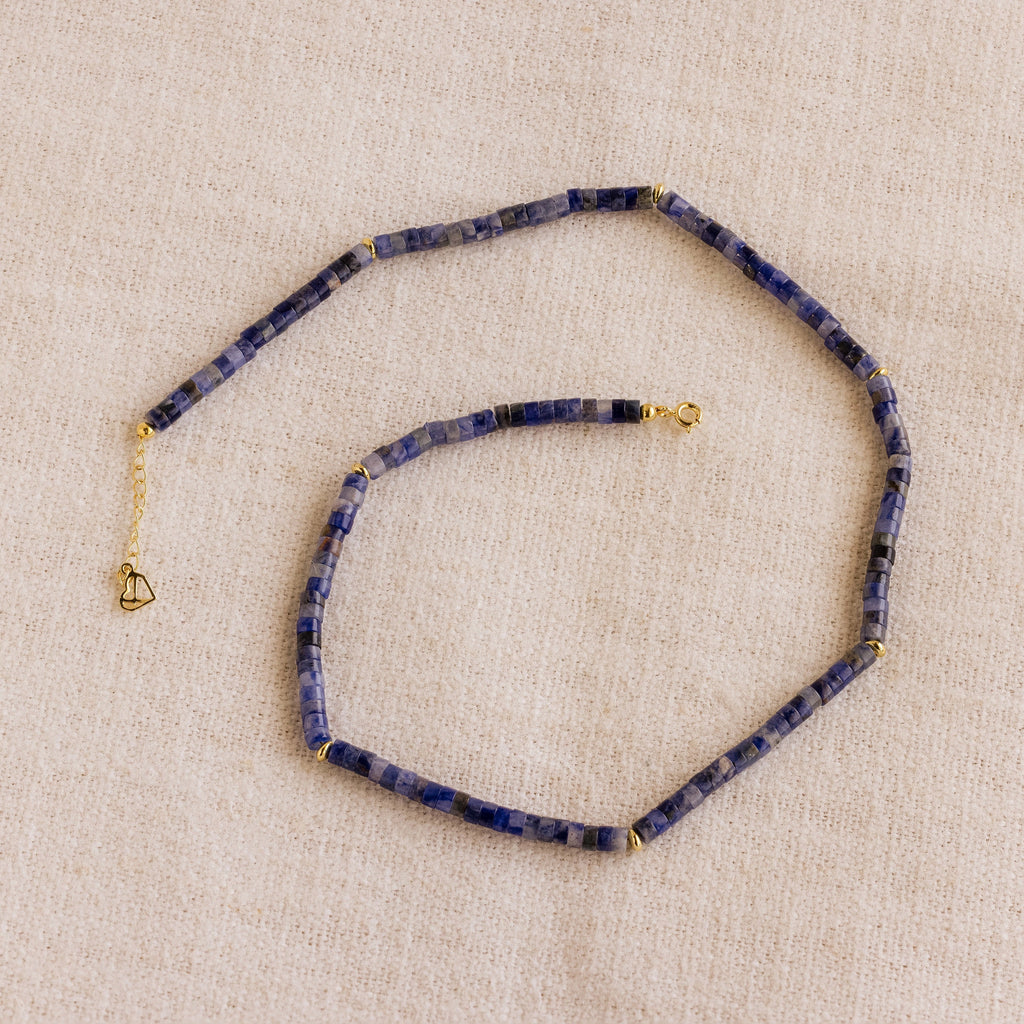 Tanzanite Beaded Necklace Silver 18K Gold Plated