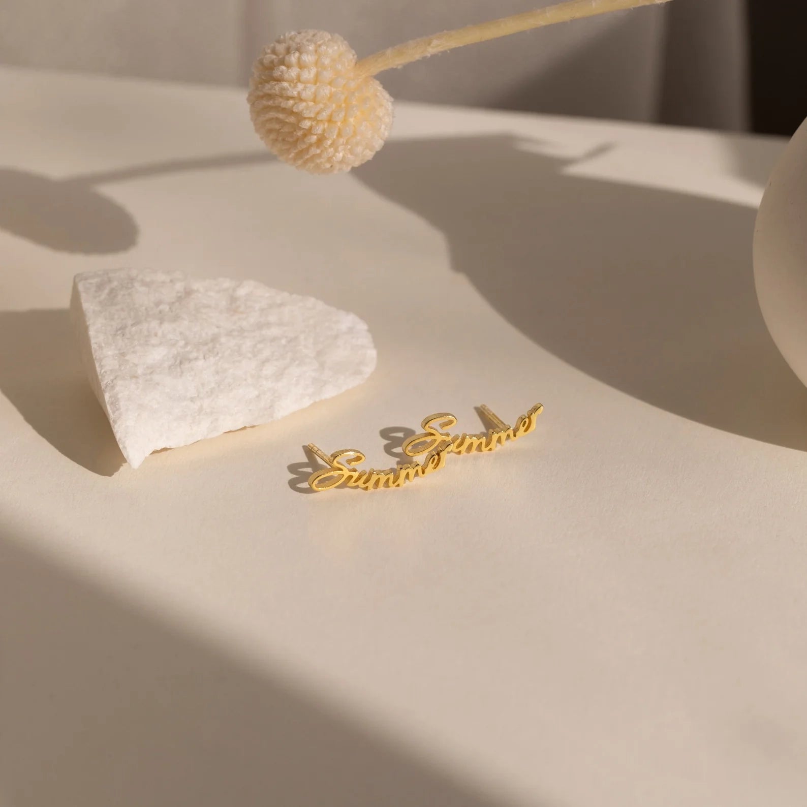 Grace Name Earrings Silver 18K Gold Plated