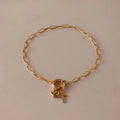 Cross/Heart Charm Rolo Clasp Bracelet Silver 18K Gold Plated