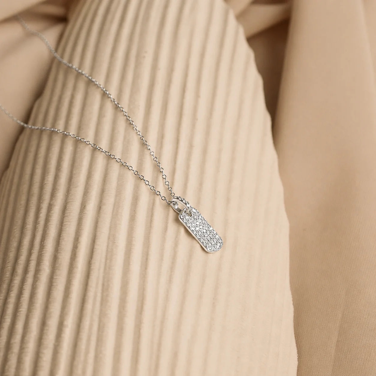 Pave Tag Charm Necklace