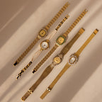 Pave Blossom Timepiece Silver 18K Gold Plated
