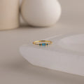 Dainty Blue Zircon Baguette Ring Silver 18K Gold Plated