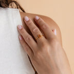 Citrine Emerald Ring Silver 18K Gold Plated