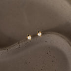 Raindrop Pearl Onyx Studs Silver 18K Gold Plated