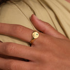 Aquamarine North Star Signet Ring Silver 18K Gold Plated