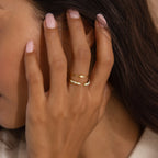 Baguette Opal Ring Set Silver 18K Gold Plated