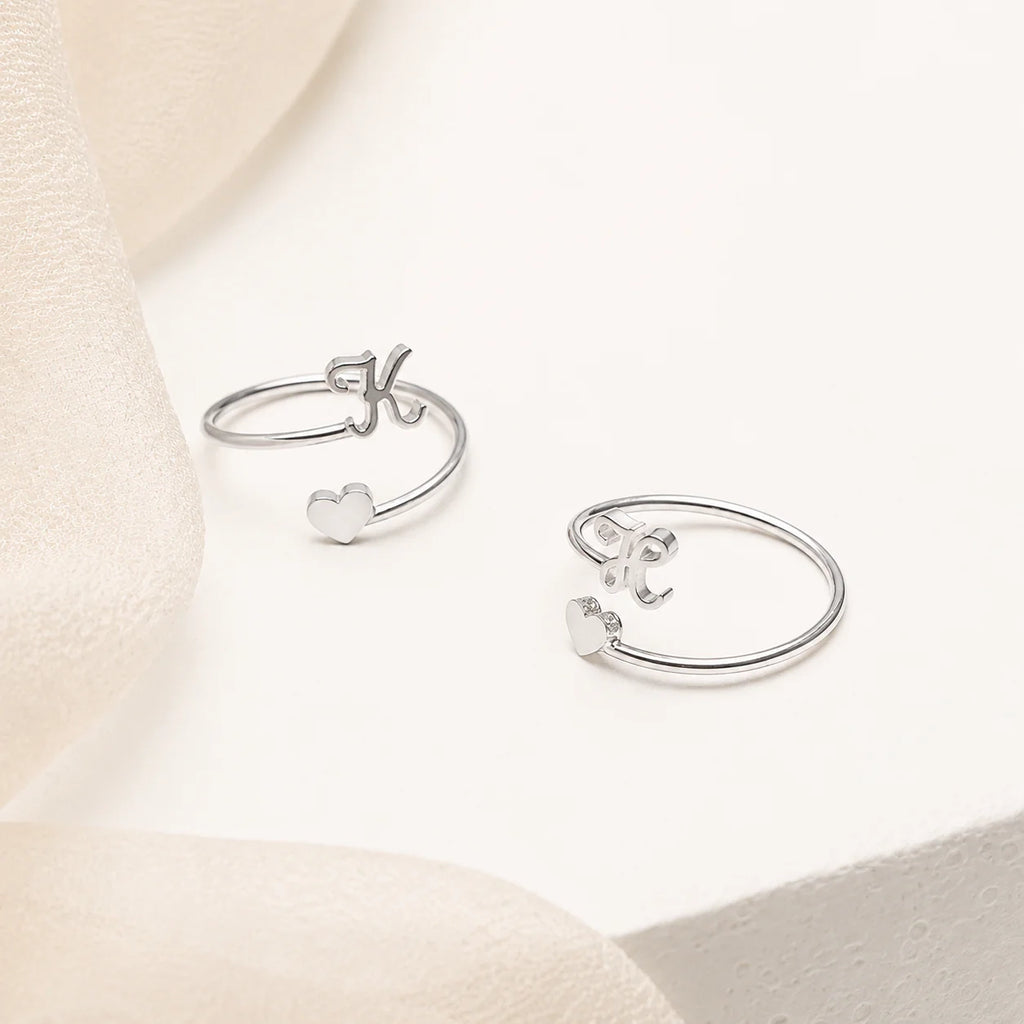 Initial Heart Wrap Ring