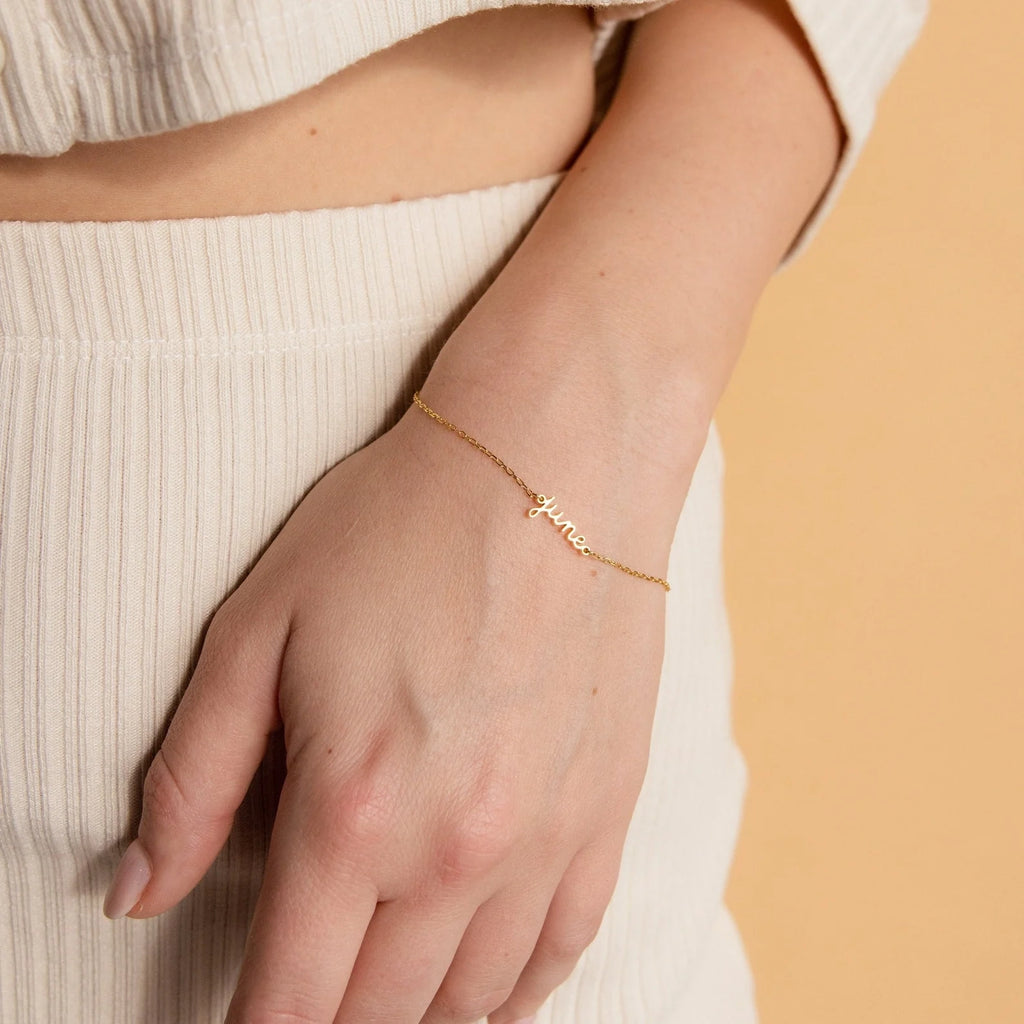 Dainty Tiny Name Bracelet Silver 18K Gold Plated