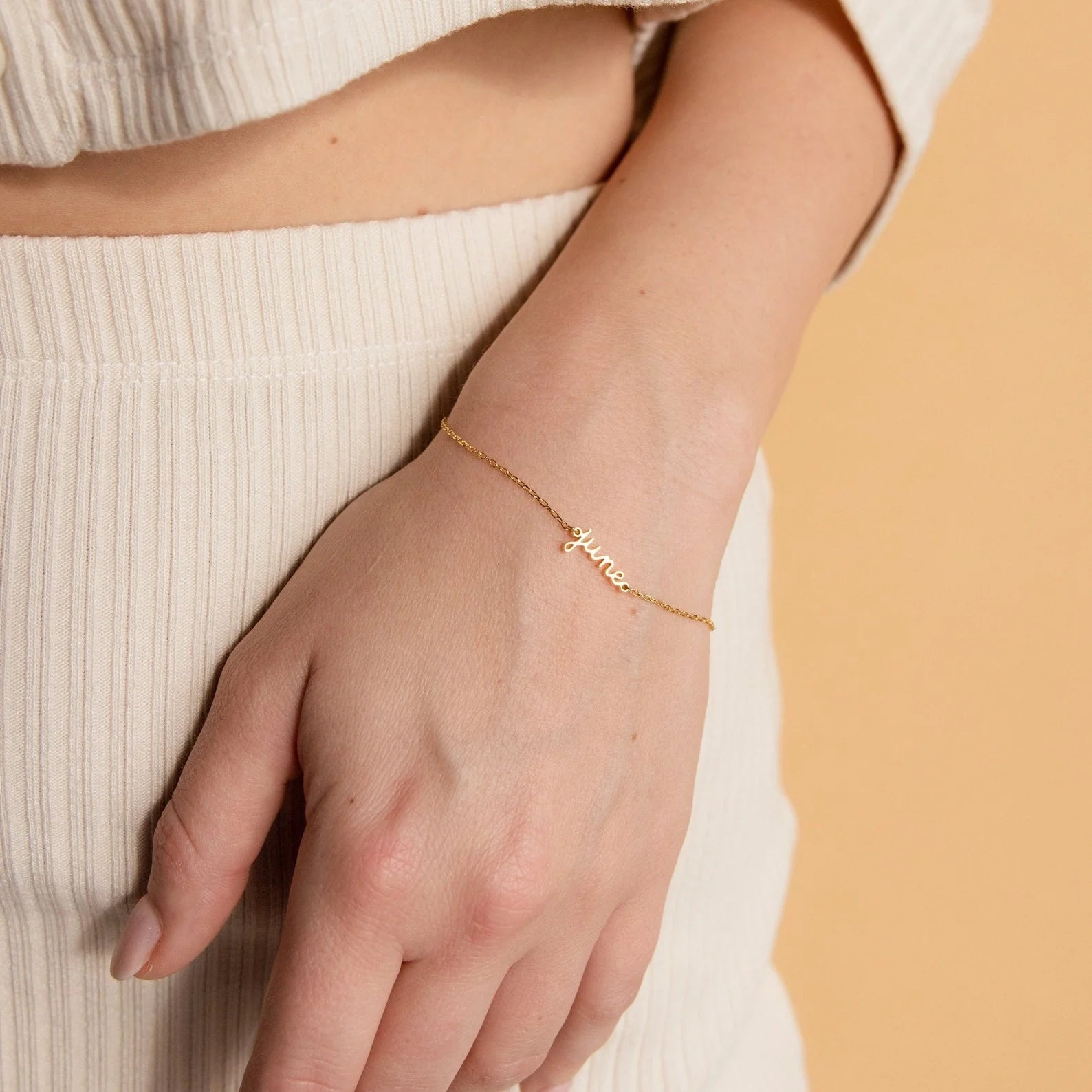 Dainty Tiny Name Bracelet Silver 18K Gold Plated