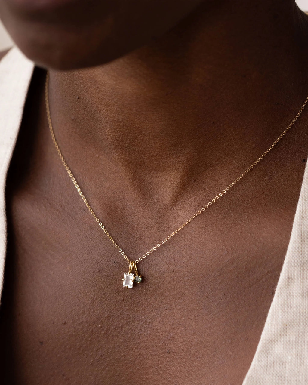Solid Gold Toi et Moi Necklace