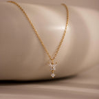 Diamond Butterfly Drop Necklace Silver 18K Gold Plated