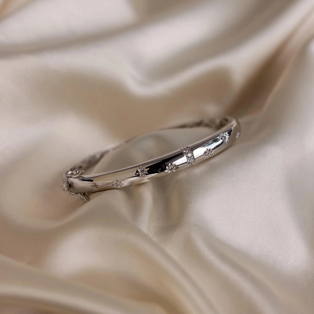 North Star Bangle Bracelet Silver 18K Gold Plated