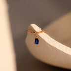 Sapphire Drop Chain Ring Silver 18K Gold Plated
