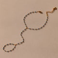Ocean Beaded Hand Chain Bracelet Silver 18K Gold Plated