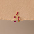 Ruby Trio Earring  Set Silver 18K Gold Plated