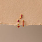 Ruby Trio Earring  Set Silver 18K Gold Plated