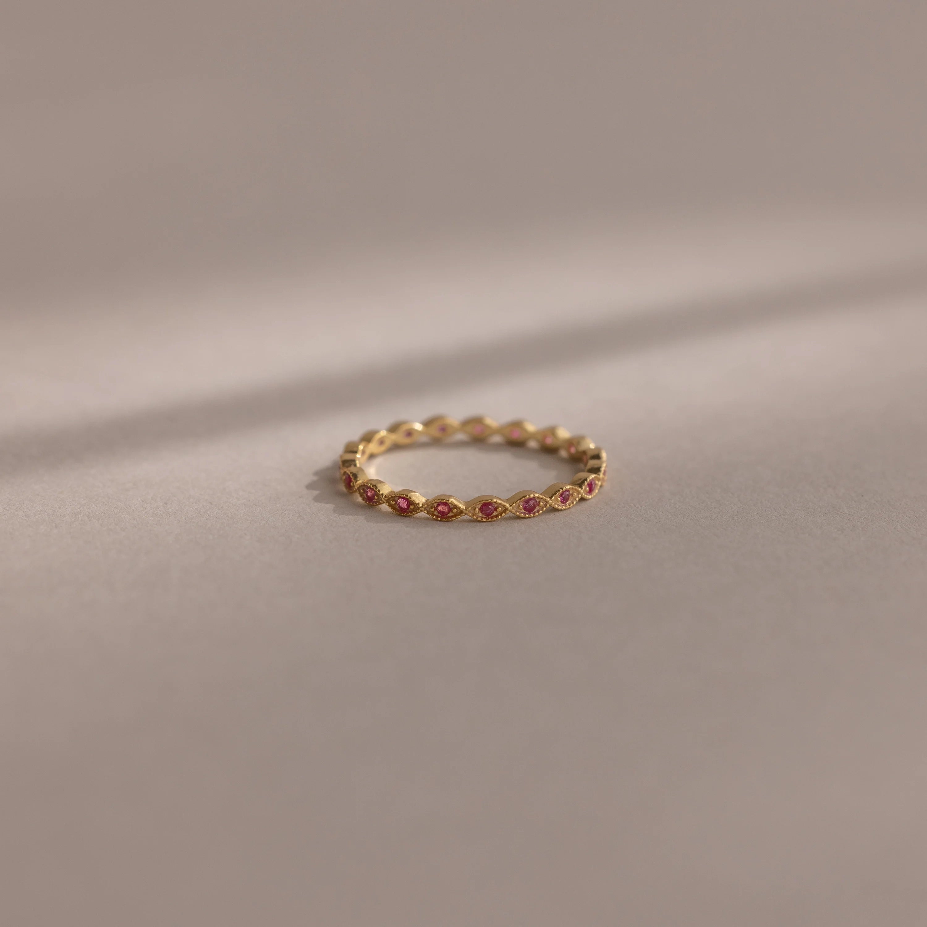 Dainty Marquise Ruby Ring Silver 18K Gold Plated