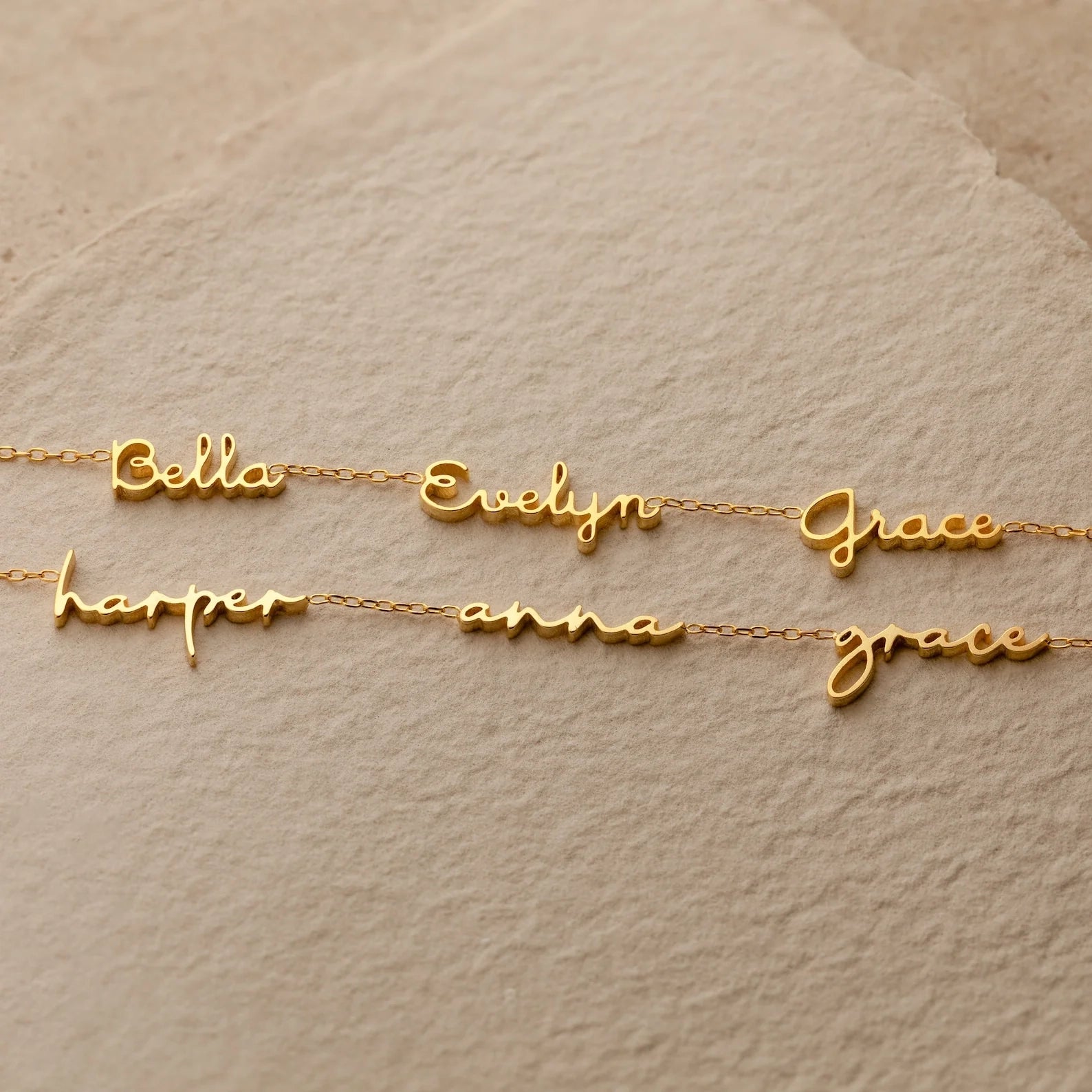 Dainty Tiny Multiple Name Necklace Silver 18K Gold Plated