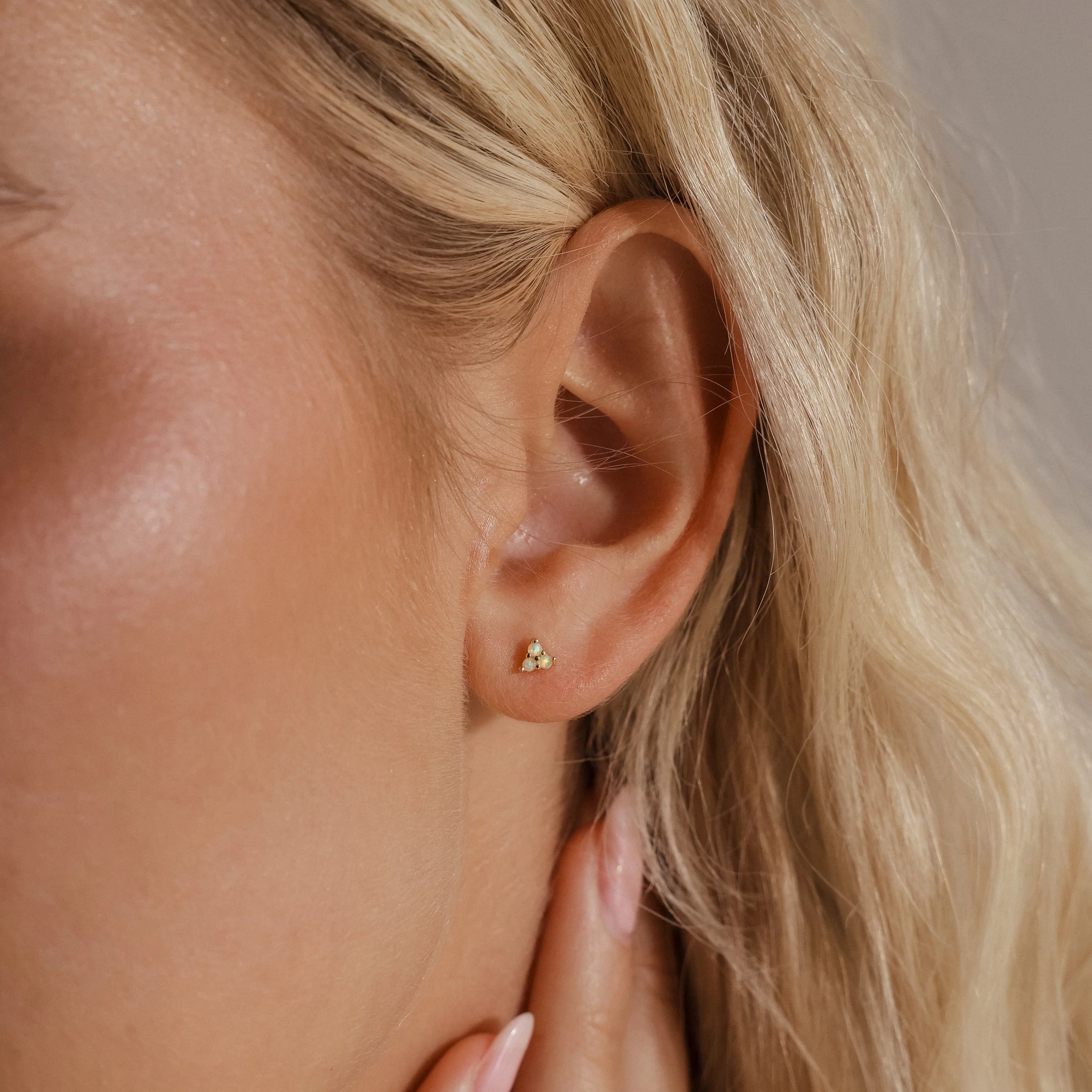 Opal Cluster Flatback Studs Silver 18K Gold Plated