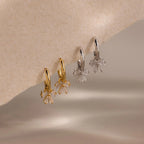 Diamond Bow Necklace & Earrings Set Silver 18K Gold Plated